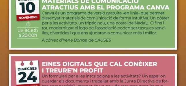 El programa formativo para entidades de Cambrils se afianza con dos nuevas sesiones. El programa formativo para entidades de Cambrils se afianza con dos nuevas sesiones.